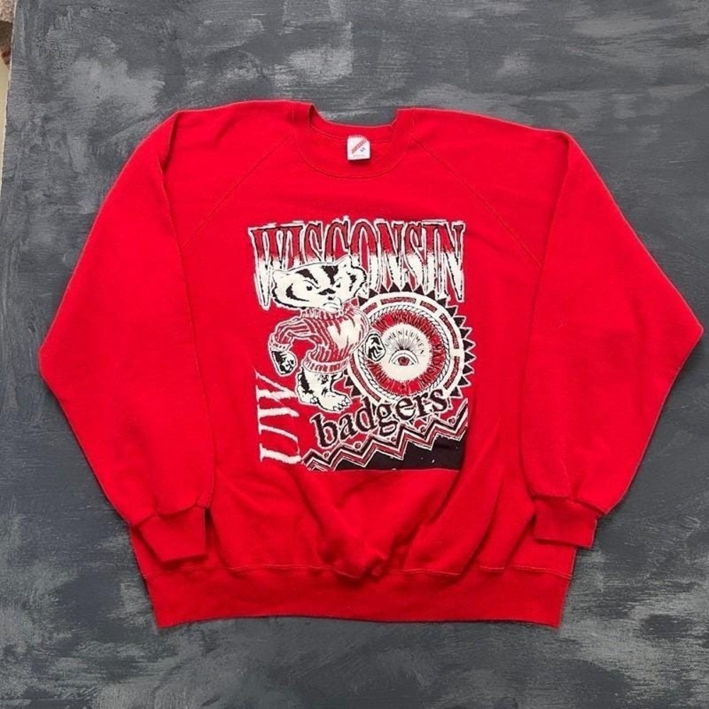 Vintage Wisconsin Badgers Sweatshirt Mens XXL Red 1990s NCAA